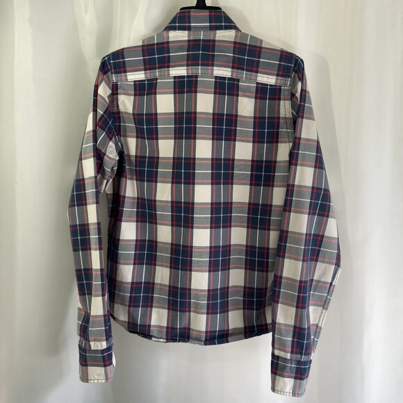 Abercrombie & Fitch Vintage Y2K Muscle Fit Plaid Button Down Shirt Navy Red (M) - Picture 3 of 10